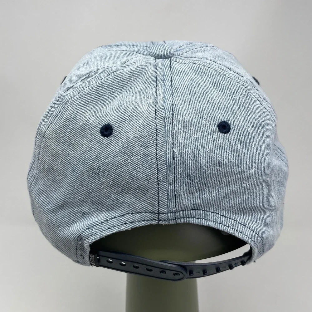 Barney Cools Men Denim Snapback Hat Light Blue Multi Color Logo Surf Skate New